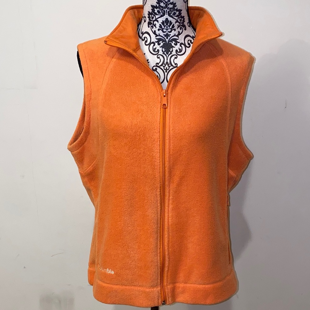Columbia Sportswear Orange Fleece Vest Size Large - Picture 2 of 11